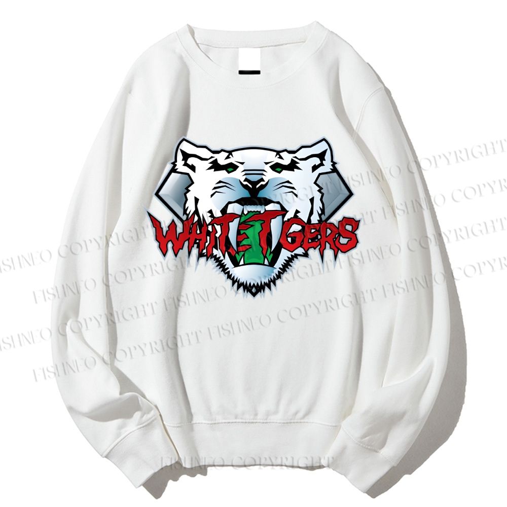 Unisex White Tiger Printed Sweatshirt