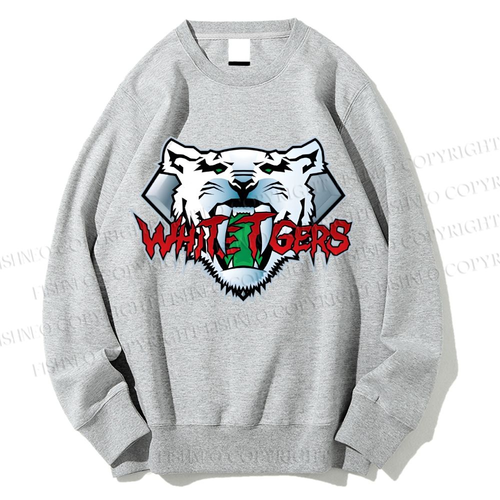 Unisex White Tiger Printed Sweatshirt
