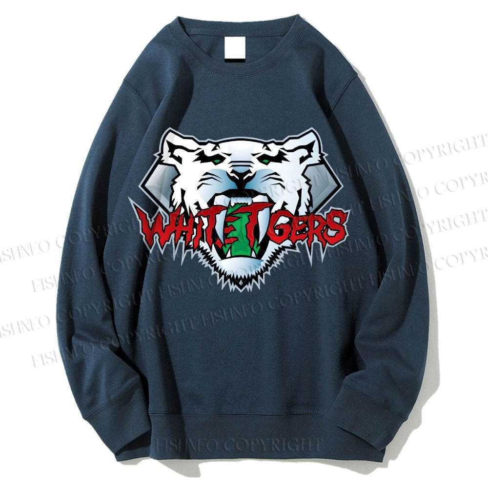 Unisex White Tiger Printed Sweatshirt