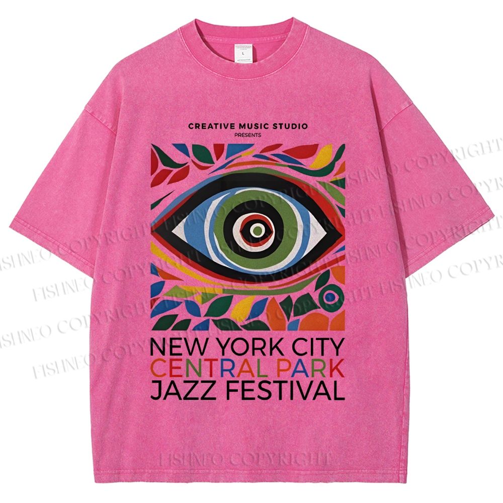 Unisex Colorful Art Geometric Eyes Printed Washed Tee