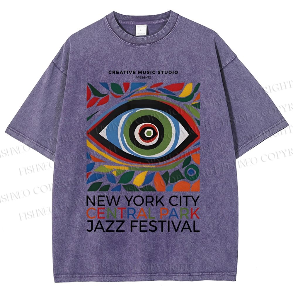 Unisex Colorful Art Geometric Eyes Printed Washed Tee