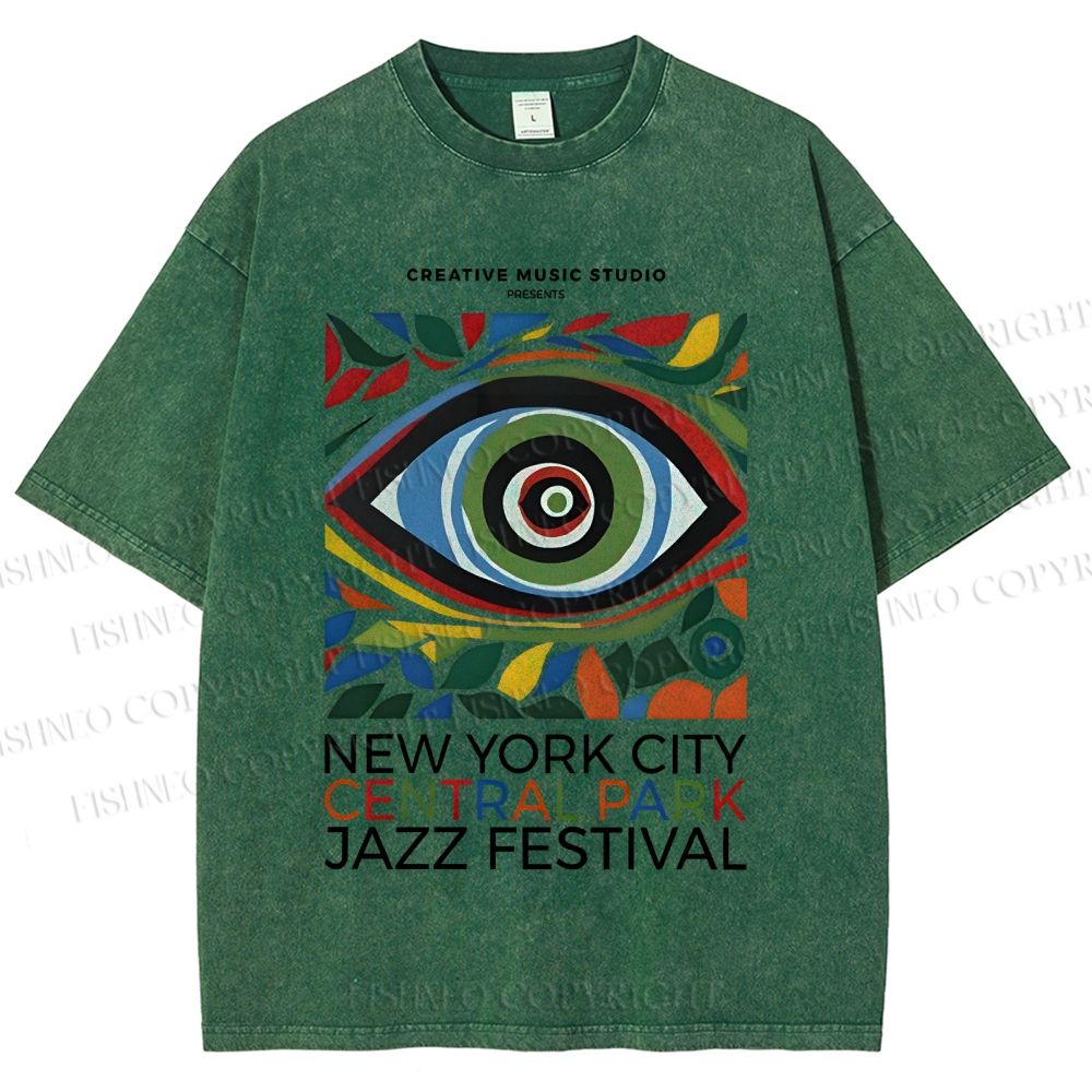 Unisex Colorful Art Geometric Eyes Printed Washed Tee
