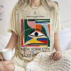 Unisex Colorful Art Geometric Eyes Printed Washed Tee
