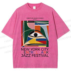 Unisex Colorful Art Geometric Eyes Printed Washed Tee