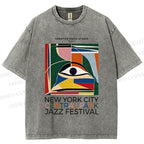 Unisex Colorful Art Geometric Eyes Printed Washed Tee
