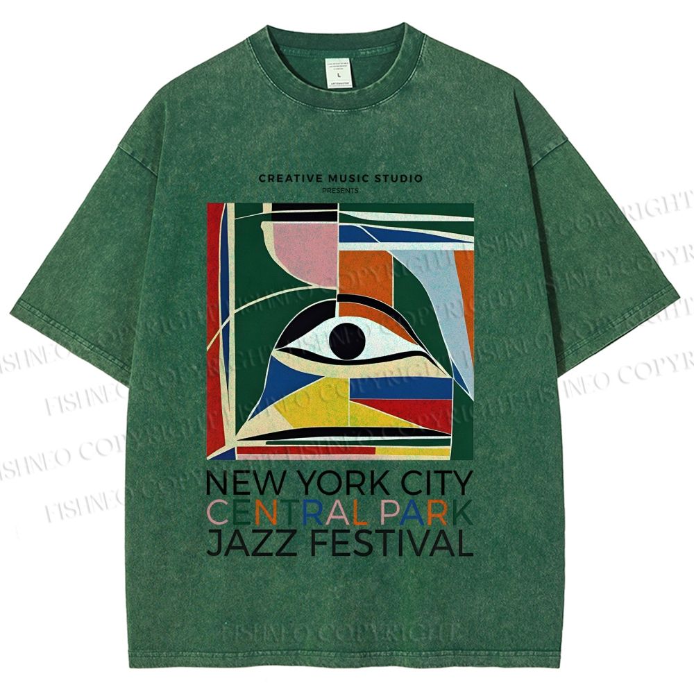 Unisex Colorful Art Geometric Eyes Printed Washed Tee