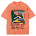 Unisex Colorful Art Geometric Eyes Printed Washed Tee