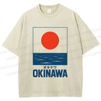 Unisex Sunrise Waves Printed Washed Tee