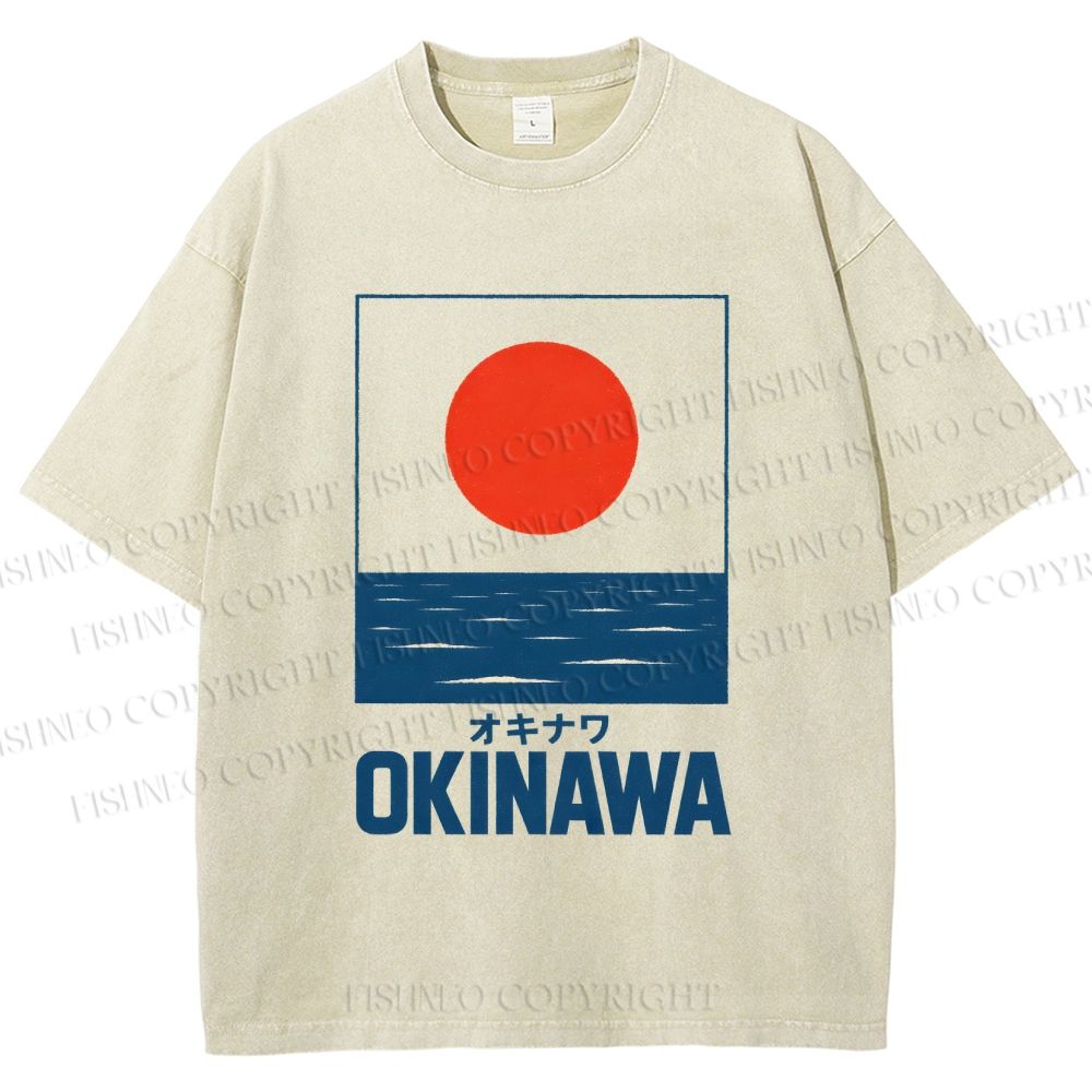 Unisex Sunrise Waves Printed Washed Tee
