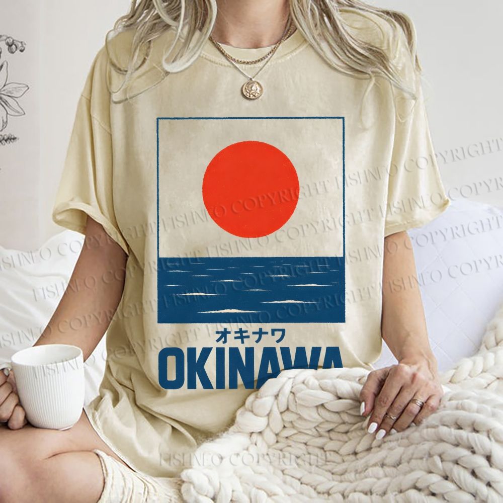 Unisex Sunrise Waves Printed Washed Tee