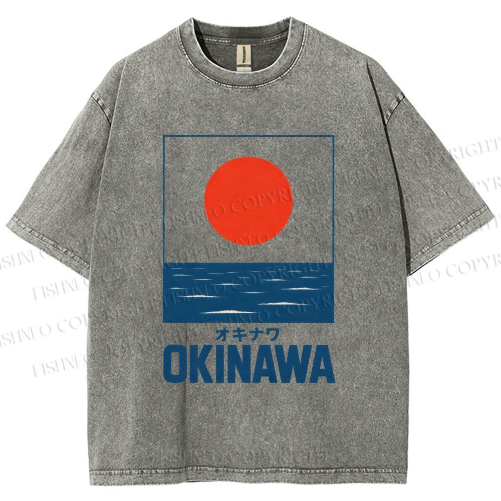 Unisex Sunrise Waves Printed Washed Tee