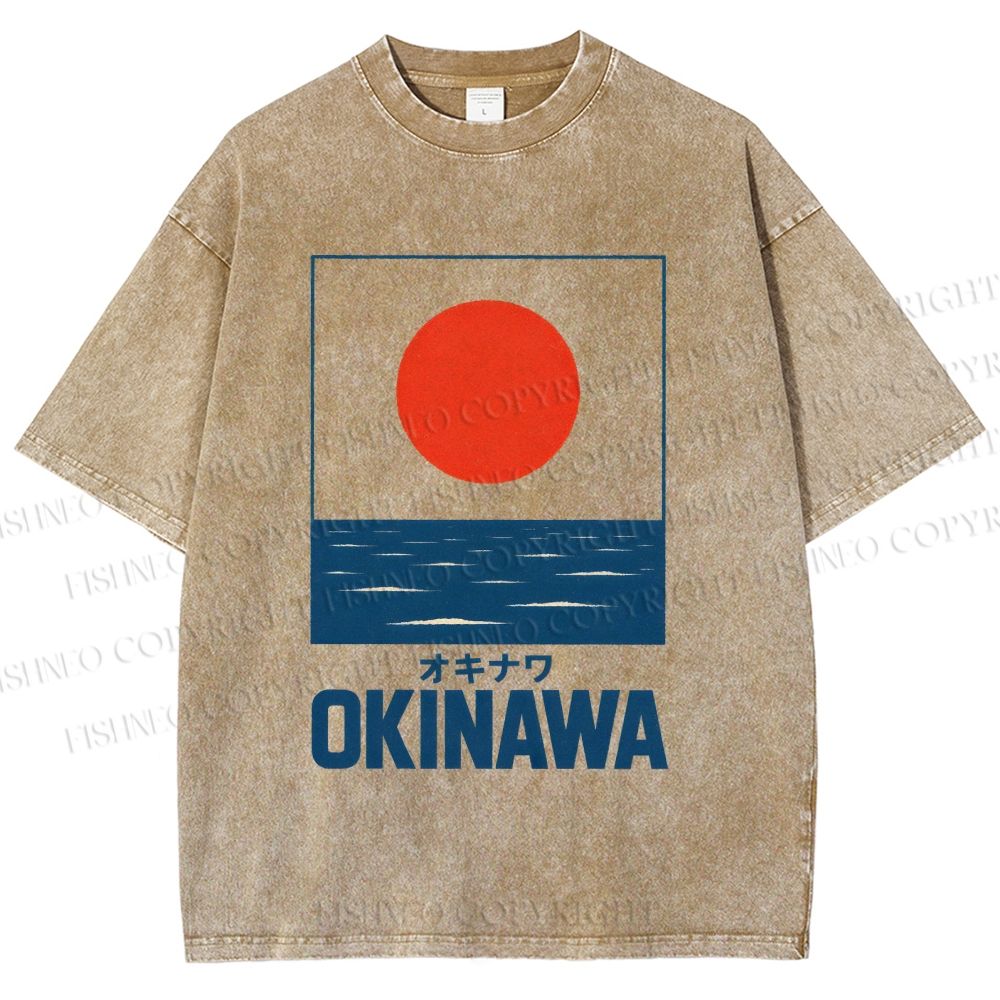 Unisex Sunrise Waves Printed Washed Tee