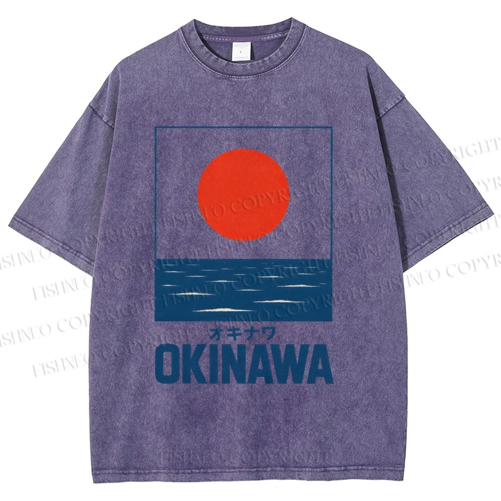 Unisex Sunrise Waves Printed Washed Tee