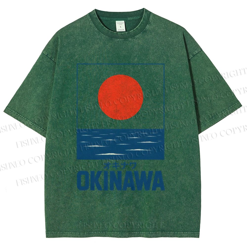 Unisex Sunrise Waves Printed Washed Tee