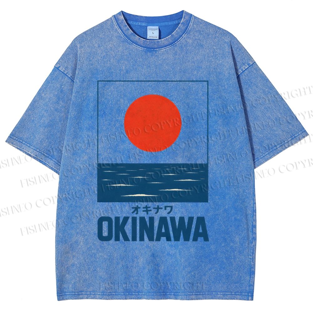 Unisex Sunrise Waves Printed Washed Tee