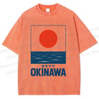 Unisex Sunrise Waves Printed Washed Tee
