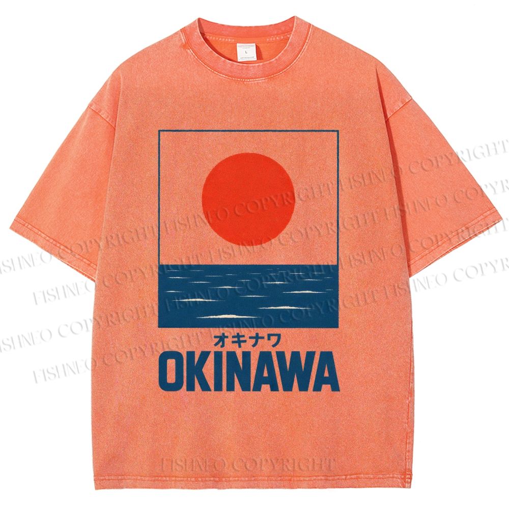 Unisex Sunrise Waves Printed Washed Tee