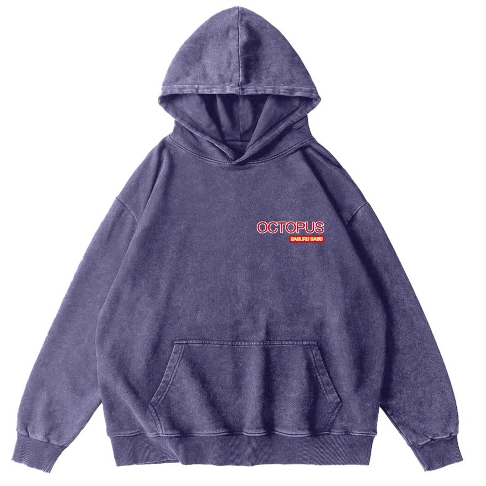 Bubble Bath Octopus Vintage Washed Cotton Back Art Hoodie