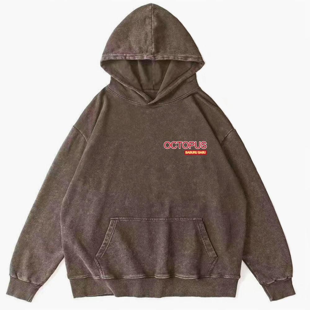 Bubble Bath Octopus Vintage Washed Cotton Back Art Hoodie