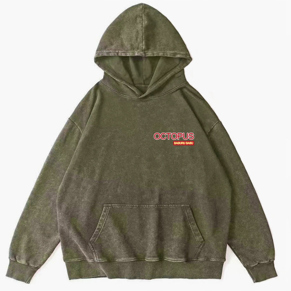 Bubble Bath Octopus Vintage Washed Cotton Back Art Hoodie