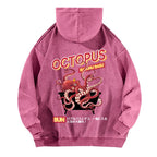 Bubble Bath Octopus Vintage Washed Cotton Back Art Hoodie