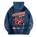 Bubble Bath Octopus Vintage Washed Cotton Back Art Hoodie