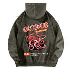 Bubble Bath Octopus Vintage Washed Cotton Back Art Hoodie
