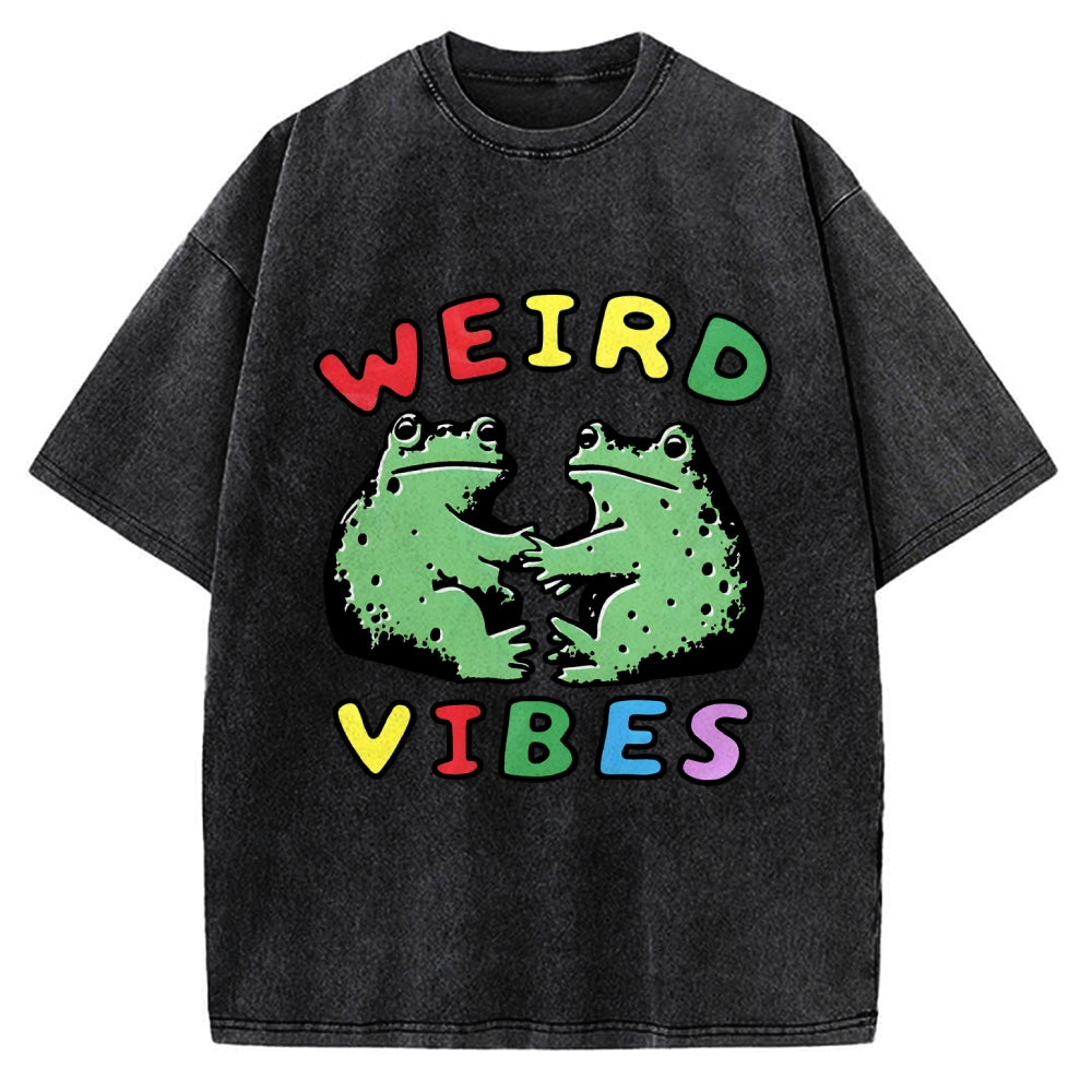 Unisex Weird Vibes  Vintage Washed T-shirt