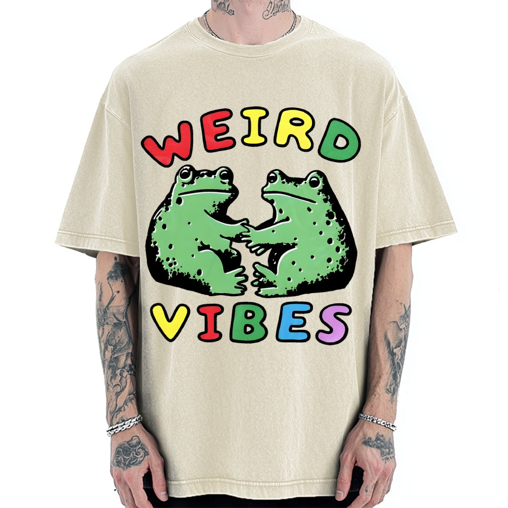 Unisex Weird Vibes  Vintage Washed T-shirt