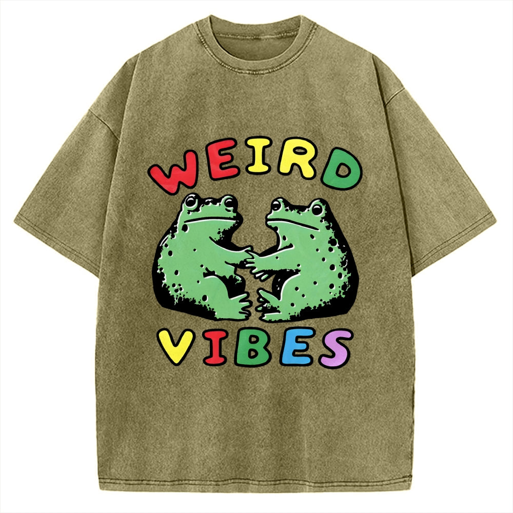 Unisex Weird Vibes  Vintage Washed T-shirt