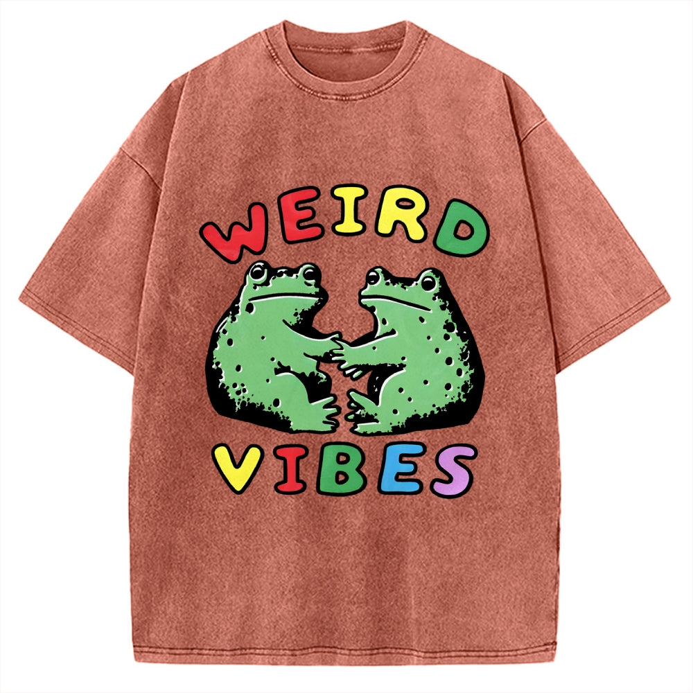 Unisex Weird Vibes  Vintage Washed T-shirt