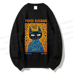 Unisex Japanese Yayoi Kusama Cat Printed Sweatshirt