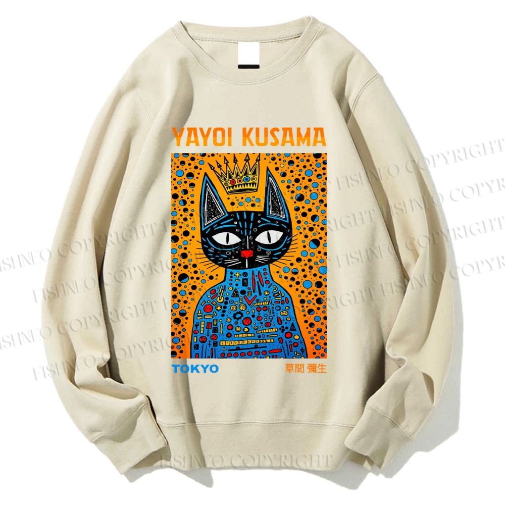 Unisex Japanese Yayoi Kusama Cat Printed Sweatshirt
