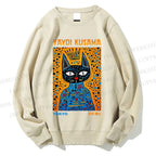 Unisex Japanese Yayoi Kusama Cat Printed Sweatshirt