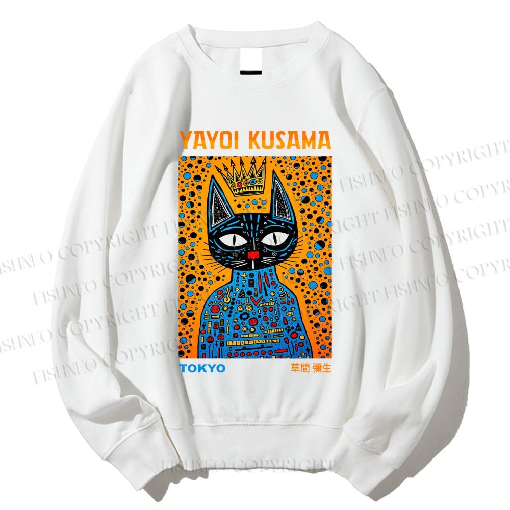 Unisex Japanese Yayoi Kusama Cat Printed Sweatshirt