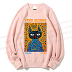 Unisex Japanese Yayoi Kusama Cat Printed Sweatshirt