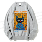 Unisex Japanese Yayoi Kusama Cat Printed Sweatshirt