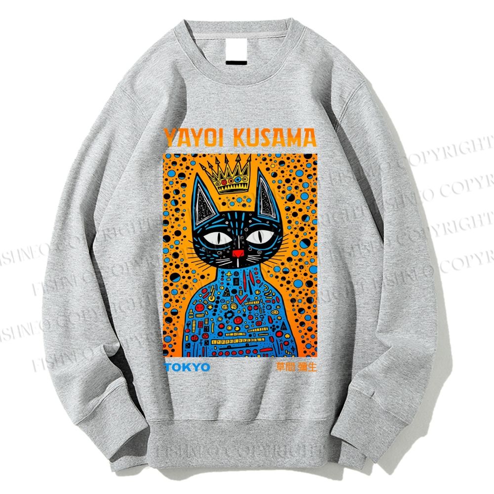 Unisex Japanese Yayoi Kusama Cat Printed Sweatshirt