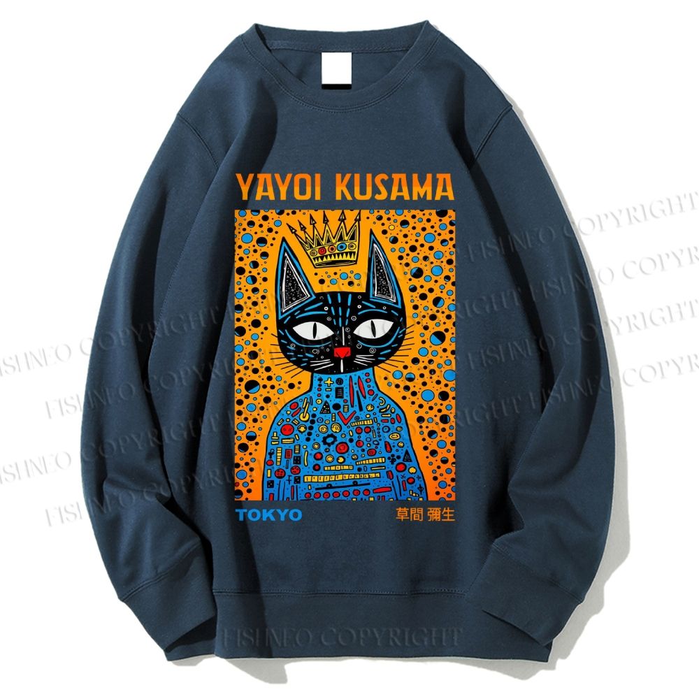 Unisex Japanese Yayoi Kusama Cat Printed Sweatshirt