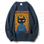 Unisex Japanese Yayoi Kusama Cat Printed Sweatshirt