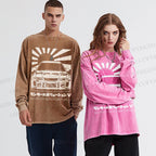 Unisex Casual Washed Mitsubishi Lancer Evolution V Apparel Printed Long Sleeve T-shirt