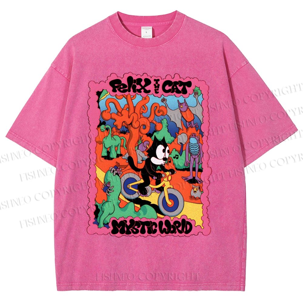 Unisex Felix The Cat Printed Washed Tee