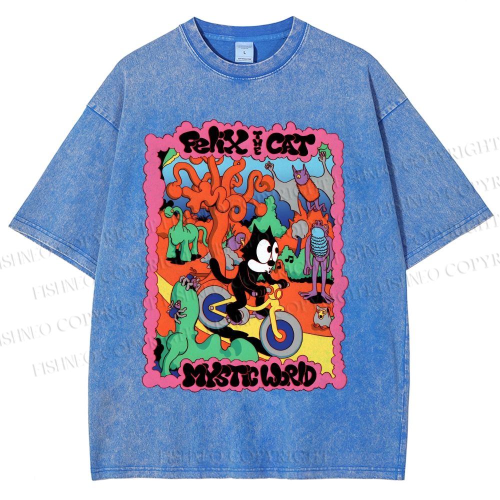 Unisex Felix The Cat Printed Washed Tee