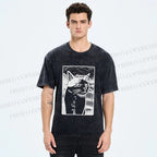 Unisex Meme Cat Vintage Printed Washed Tee