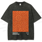 Unisex Japanese Takashi Murakami Flower Printed Washed Tee