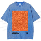 Unisex Japanese Takashi Murakami Flower Printed Washed Tee
