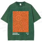 Unisex Japanese Takashi Murakami Flower Printed Washed Tee