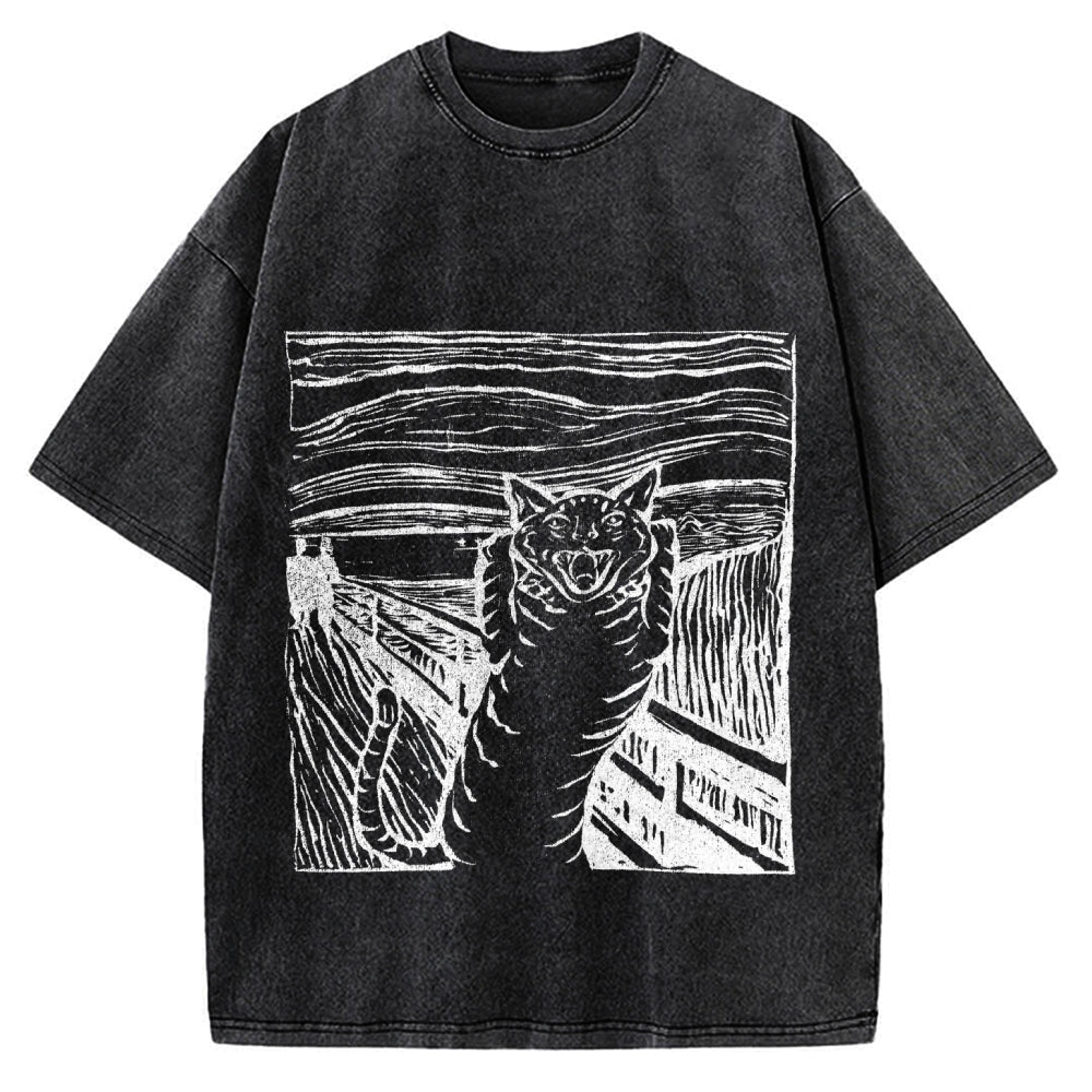 Scream Cat Vintage Washed T-shirt