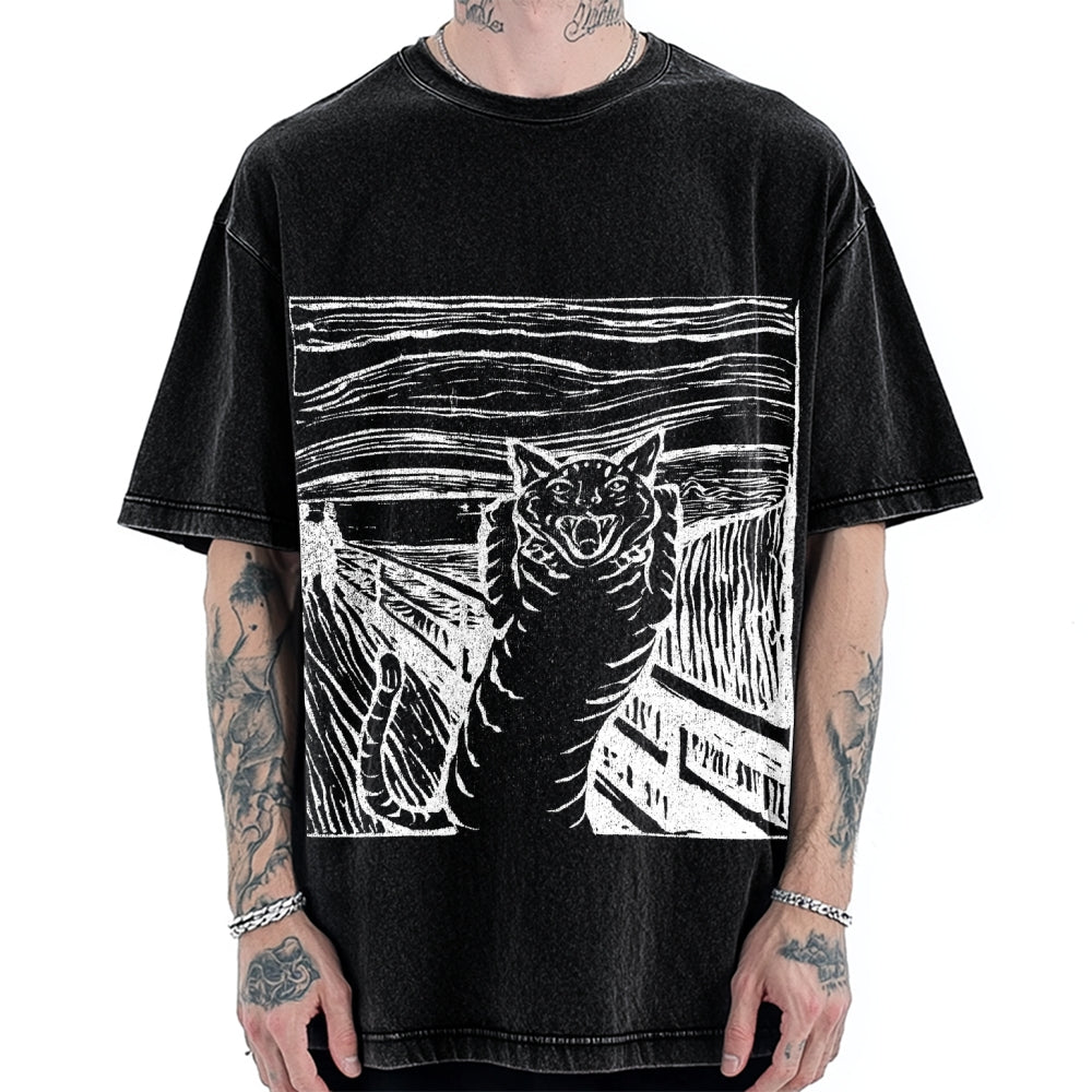 Scream Cat Vintage Washed T-shirt