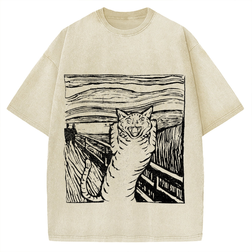 Scream Cat Vintage Washed T-shirt